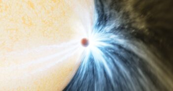 An illustration of an exoplanet about to be engulfed by its host star