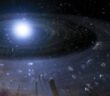 illustration of a white dwarf surrounded by rocky debris