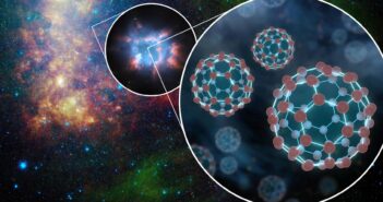 illustration of buckyballs in a planetary nebula