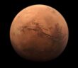 A photograph of an entire visible hemisphere of Mars.