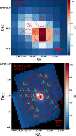 analysis results showing the aliphatic fraction across the quasars and the surrounding region