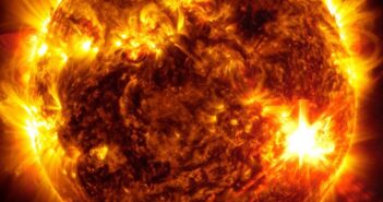 close-up image of the Sun showing a solar flare