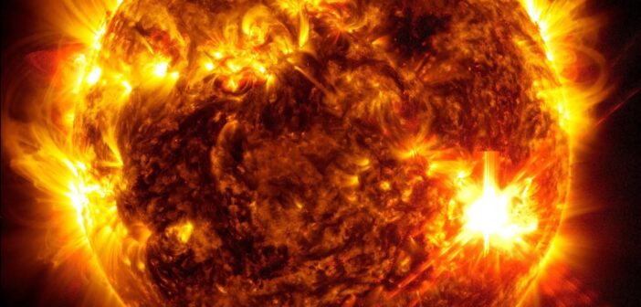 close-up image of the Sun showing a solar flare