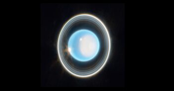 A photograph of Uranus against a black background.