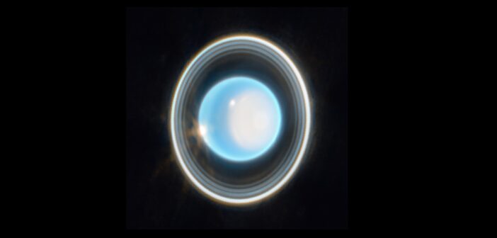 A photograph of Uranus against a black background.
