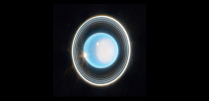 A photograph of Uranus against a black background.